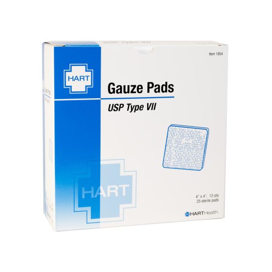 Gauze Pads, Sterile, 4" x 4", 25 per box