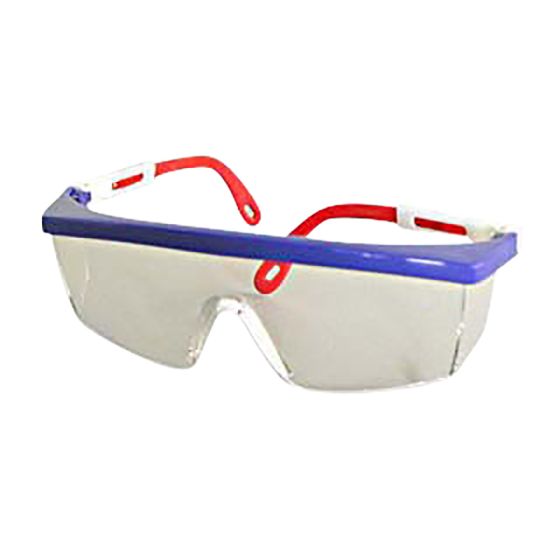 Safety Glasses, Integra, antifog, red, white and blue/clear