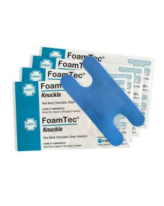 FoamTec, Blue Metal Detectable Knuckle, Water Resistant Foam Bandages, 40 per box