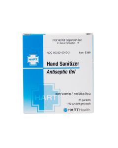 Hand Sanitizer, Antimicrobial with Aloe Vera, .9GM packets, 25 per box