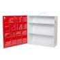 3-Shelf First Aid Metal Cabinet with door pouch, Labeled, White, Empty